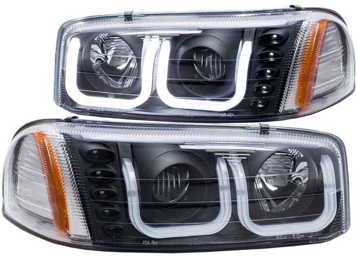 ANZO 99-06 SIERRA/DENALI/07 CLASSIC/00-06 YUKON/DENALI HEADLIGHT PROJ W/U-BAR BLACK CLEAR DRIV/PASS