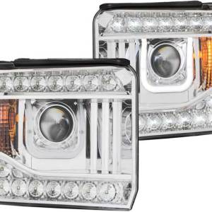 ANZO 14-15 1500/DENALI/15-16 SIERRA 2500/3500 PROJECTOR HEADLIGHTS W/U-BAR CHROME CLR DRIVE/PASS