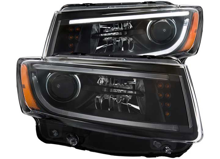 ANZO 14-15 GRAND CHEROKEE PROJECTOR HEADLIGHTS PLANK STYLE BLACK CLEAR DRIVE/PASS