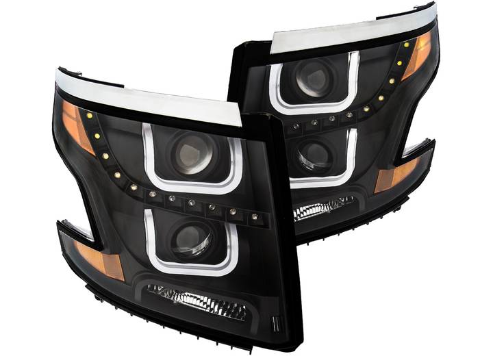 ANZO 15-16 TAHOE/SUBURBAN U BAR STYLE HEADLIGHT BLK CLEAR AMBER DRIVER/PASSENGER