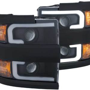 ANZO 15-17 SILV 2500/3500HD PROJ HEADLIGHTS W/PLANK STYLE SWITCHBACK BLACK W/AMBER(BLACK RIM)DRIV/PASS