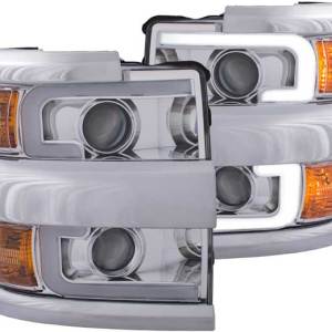 ANZO 15-17 SILVERADO 25/3500HD PROJECTOR HEADLIGHTS W/ PLANK STYLE SWITCHBACK CHROME W/ AMBER(CHROME RIM)