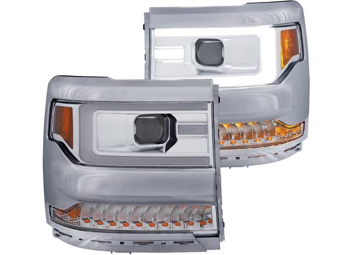 ANZO 16-17 SILVERADO 1500 PROJ HEADLIGHTS W/PLANK STYLE DESIGN CHROME W/AMBER(HID TYPE)DRIV/PASS