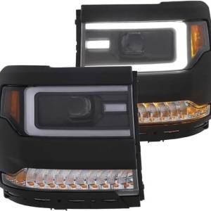 ANZO 16-17 SILV 1500 PROJ HEADLIGHTS W/PLANK STYLE DESIGN BLACK W AMBER SEQTURN SIGNAL DRIV/PASS