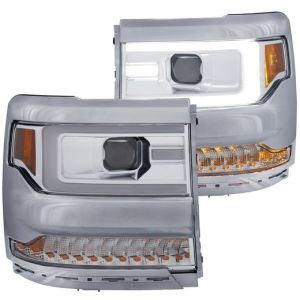 ANZO 16-17 SILVERADO 1500 PROJECTOR HEADLIGHTS W/ PLANK STYLE DESIGN BLACK W AMBER SEQUENTIAL TURN SIGNAL
