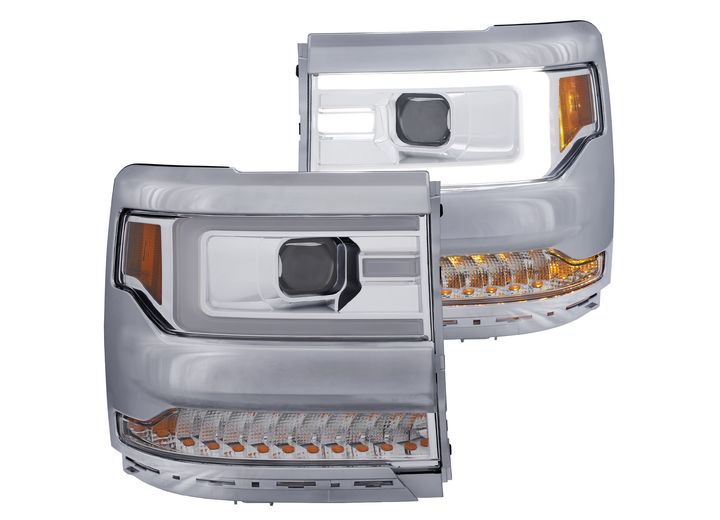 ANZO 16-17 SILVERADO 1500 PROJECTOR HEADLIGHTS W/ PLANK STYLE DESIGN BLACK W AMBER SEQUENTIAL TURN SIGNAL