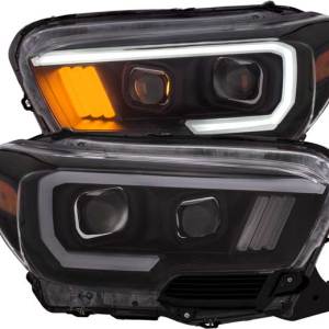 ANZO 16-C TACOMA PROJECTOR HEADLIGHTS W/PLANK STYLE DESIGN BLACK W/AMBER DRIVE/PASS