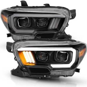 ANZO 16-C TACOMA PROJECTOR HEADLIGHTS W/PLANK STYLE DESIGN BLACK/AMBER W/DRL DRIVE/PASS