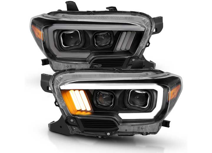 ANZO 16-C TACOMA PROJECTOR HEADLIGHTS W/PLANK STYLE DESIGN BLACK/AMBER W/DRL DRIVE/PASS