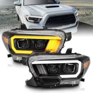 ANZO 16-17 TACOMA PROJECTOR HEADLIGHTS W/ PLANK STYLE SWITCHBACK BLACK W/ AMBER