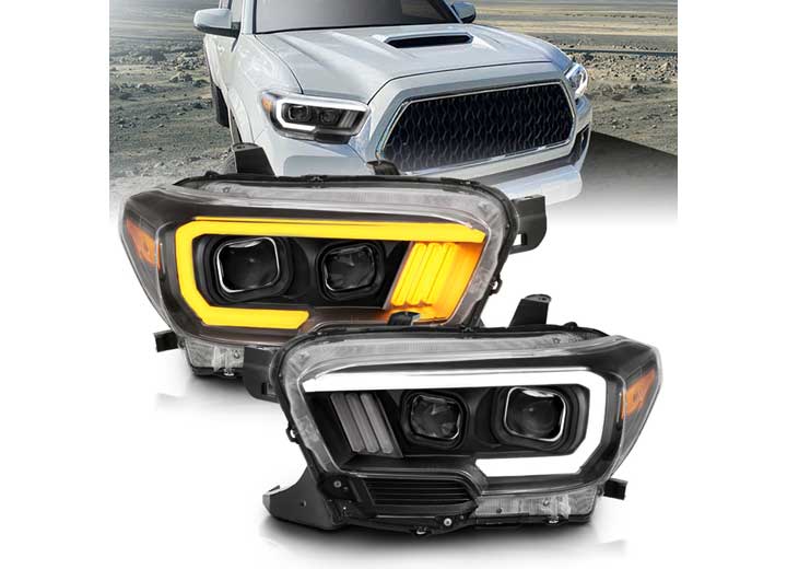 ANZO 16-17 TACOMA PROJECTOR HEADLIGHTS W/ PLANK STYLE SWITCHBACK BLACK W/ AMBER