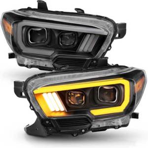 ANZO 16-17 TACOMA PROJECTOR HEADLIGHTS W/ PLANK STYLE SWITCHBACK BLACK W/ AMBER W/ DRL