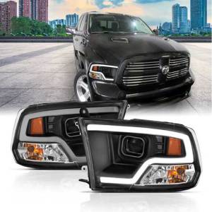 ANZO 09-18 RAM 1500/2500/3500 PROJECTOR HEADLIGHTS PLANK STYLE DESIGN BLACK W/ HALO