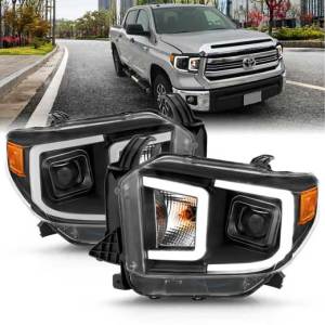 ANZO 14-17 TUNDRA PROJECTOR HEADLIGHTS W/ PLANK STYLE SWITCHBACK BLACK W/ AMBER