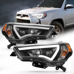 ANZO 14-18 4 RUNNER PROJECTOR HEADLIGHTS W/ PLANK STYLE SWITCHBACK BLACK W/ AMBER