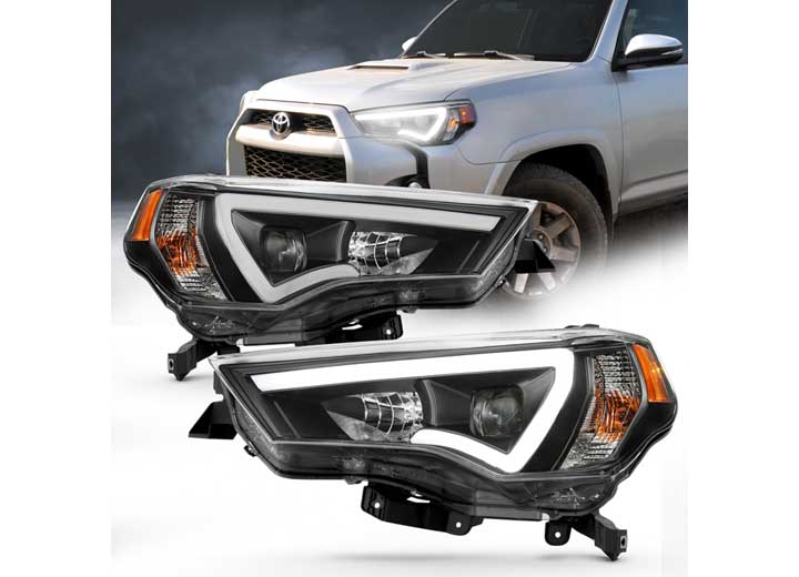ANZO 14-18 4 RUNNER PROJECTOR HEADLIGHTS W/ PLANK STYLE SWITCHBACK BLACK W/ AMBER