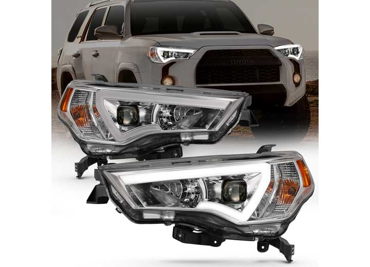 ANZO 14-18 4 RUNNER PROJECTOR HEADLIGHTS W/ PLANK STYLE SWITCHBACK CHROME W/ AMBER