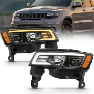 ANZO 17-18 GRAND CHEROKEE PROJ HL W/PLANK STYLE SWITCHBACK BLK W/AMBER