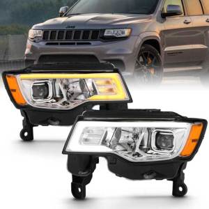 ANZO 17-18 GRAND CHEROKEE PROJ HL W/PLANK STYLE SWITCHBACK CHR W/AMBER