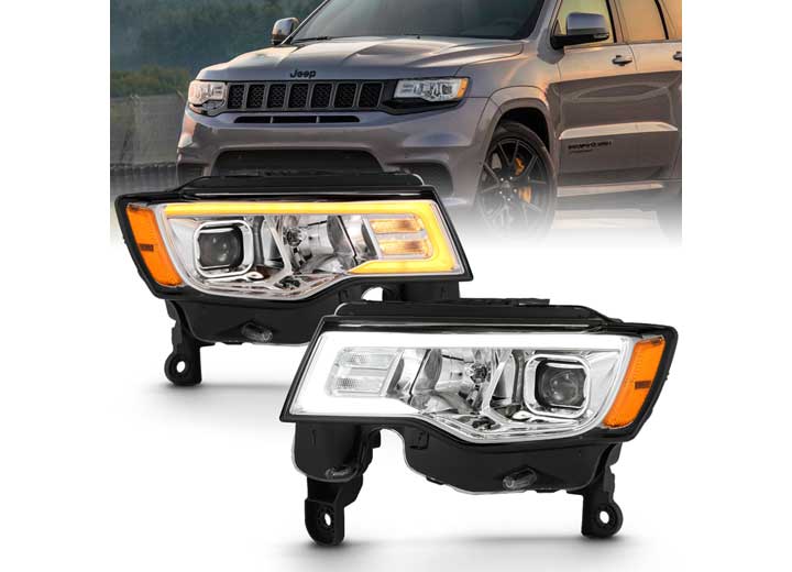 ANZO 17-18 GRAND CHEROKEE PROJ HL W/PLANK STYLE SWITCHBACK CHR W/AMBER