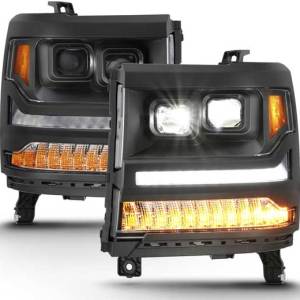 ANZO 16-18 SILVERADO 1500 LED PROJECTOR HEADLIGHTS W/ PLANK STYLE BLACK W/ AMBER