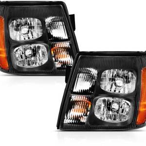 ANZO 03-06 ESCALADE CRYSTAL HEADLIGHT BLACK AMBER