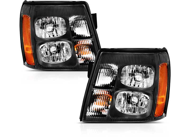ANZO 03-06 ESCALADE CRYSTAL HEADLIGHT BLACK AMBER