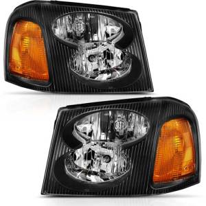 ANZO 02-09 ENVOY CRYSTAL HEADLIGHT BLACK AMBER