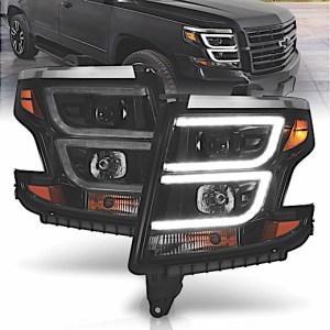 ANZO 15-C TAHOE/ SUBURBAN PROJECTOR HEADLIGHTS PLANK STYLE BLACK W/DRL PAIR