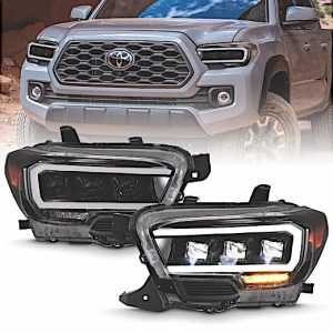 ANZO 16-18 TACOMA LED PROJECTOR HEADLIGHTS PLANK STYLE BLACK W/ A/BER