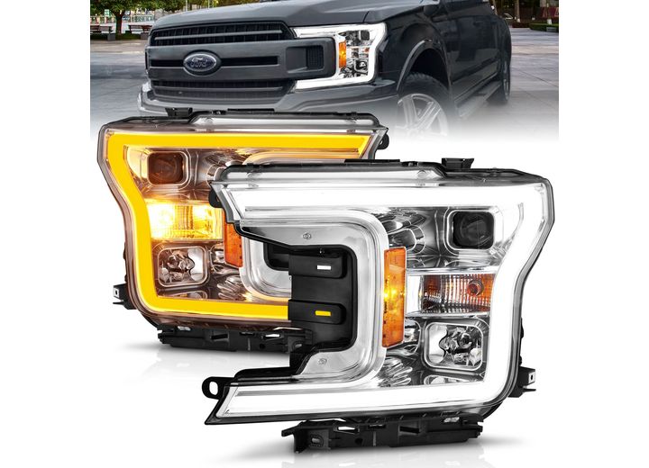 ANZO 18-20 F150 W/HALOGEN HEADLIGHTS PROJECTOR HEADLIGHT W/PLANK STYLE SWITCHBACK CHR
