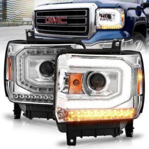ANZO 14-16 SIERRA 1500/15-16 25/3501 PROJECTOR HEADLIGHTS W/LIGHT BAR CHROME HOUSING