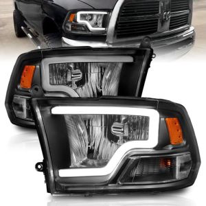 ANZO 09-18 RAM 1500/10-18 2500/3500 W/QUAD CRYSTAL HEADLIGHTS W/LIGHT BAR BLK FITS FACTORY DUAL HL MODELS