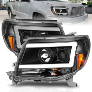 ANZO 05-09 TACOMA PROJECTOR LIGHT BAR STYLE HEADLIGHTS BLACK CLEAR AMBER (W/C LIGHT BAR)