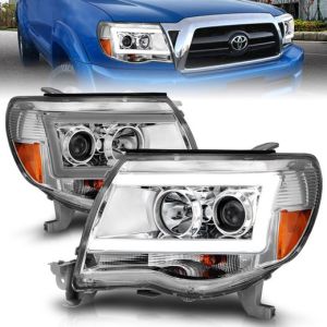 ANZO 05-09 TACOMA PROJECTOR LIGHT BAR STYLE HEADLIGHTS CHROME AMBER (W/C LIGHT BAR)