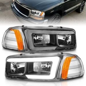 ANZO 99-06 SIERRA 1500/2500/3500/01-06 DENALI/07 CLASSIC/00-06 YUKON/XL 1500 PROJECTOR HEADLIGHTS BLACK