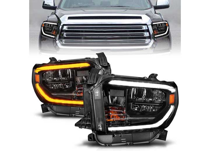 ANZO 14-21 TUNDRA LED CRYSTAL HEADLIGHTS W/SWITCHBACK BLACK HOUSING W/DRL