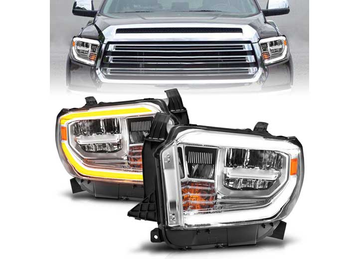 ANZO 14-21 TUNDRA LED CRYSTAL HEADLIGHTS W/SWITCHBACK BLACK HOUSING W/DRL