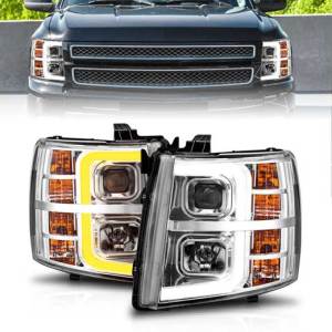 ANZO 07-13 SILVERADO 1500/2500/3500/09-13 SILVERADO 1500 HYBRID PROJ W/LIGHT BAR CHROME HOUSING