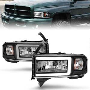 ANZO 94-02 RAM CRYSTAL HEADLIGHTS W/LIGHT BAR BLACK HOUSING
