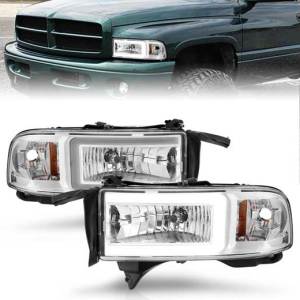 ANZO 94-02 RAM CRYSTAL HEADLIGHTS W/LIGHT BAR CHROME HOUSING