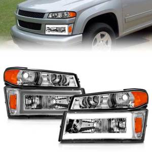 ANZO 04-12 COLORADO/CANYON/06-08 ISUZU I SERIES CRYSTAL HEADLIGHTS W/LIGHT BAR CHROME HOUSING 4PCS