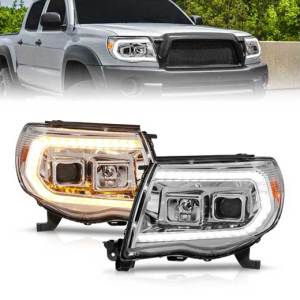 ANZO 05-11 TACOMA PROJECTOR HEADLIGHTS W/LIGHT BAR SWITCHBACK CHROME HOUSING