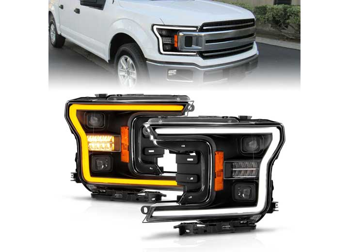 ANZO 18-20 F150 FULL LED PROJCTR HEADLIGHTS W/LIGHT BAR SWITCHBACK BLACK HOUSING