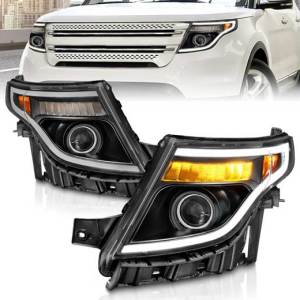 ANZO 11-15 EXPLORER PROJECTOR HEADLIGHTS W/LIGHT BAR BLACK HOUSING
