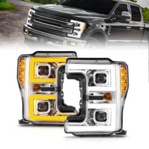 ANZO 17-19 F250 LED PROJECTOR HEADLIGHTS W/LIGHT BAR CHROME HOUSING