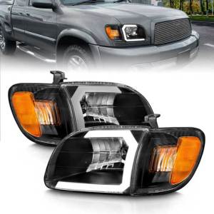 ANZO 00-04 TUNDRA CRYSTAL HEADLIGHTS W/LIGHT BAR BLACK HOUSING 2PCS