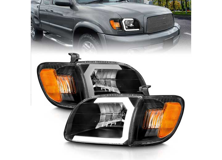 ANZO 00-04 TUNDRA CRYSTAL HEADLIGHTS W/LIGHT BAR BLACK HOUSING 2PCS