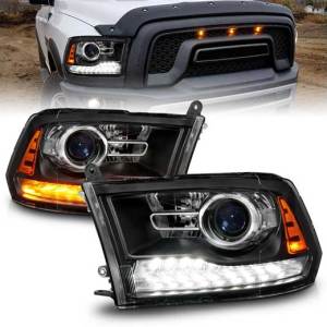 ANZO 09-18 RAM 1500/2500/3500 LED PLANK STYLE PROJECTOR HEADLIGHTS (OE STYLE) MATTE BLACK