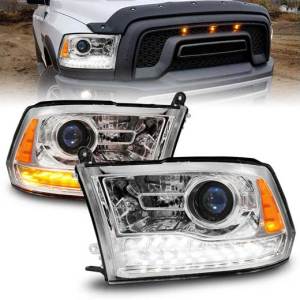 ANZO 09-18 RAM 1500/2500/3500 LED PLANK STYLE PROJECTOR HEADLIGHTS (OE STYLE) CHROME HOUSING